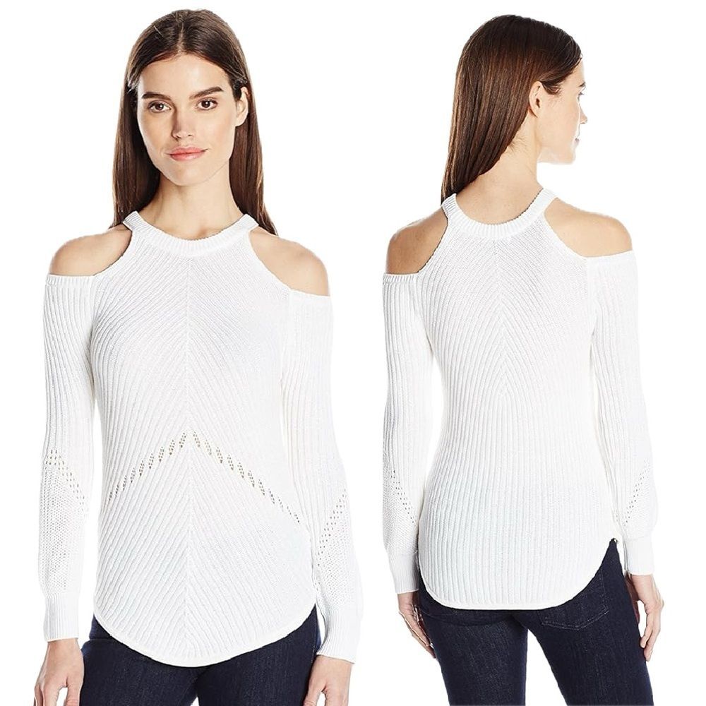 Splendid Belle Cold Shoulder Sweater in White Size XS